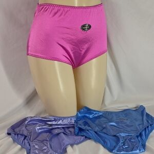 3 Pairs Of Satin Pink and Blue High-Waisted Panties